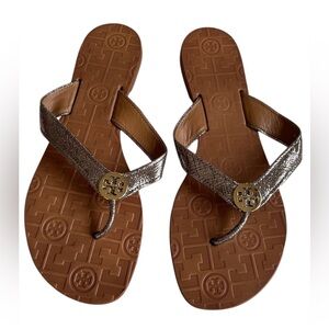Tory Burch Classic Flip Flop Metallic Bronze size 8